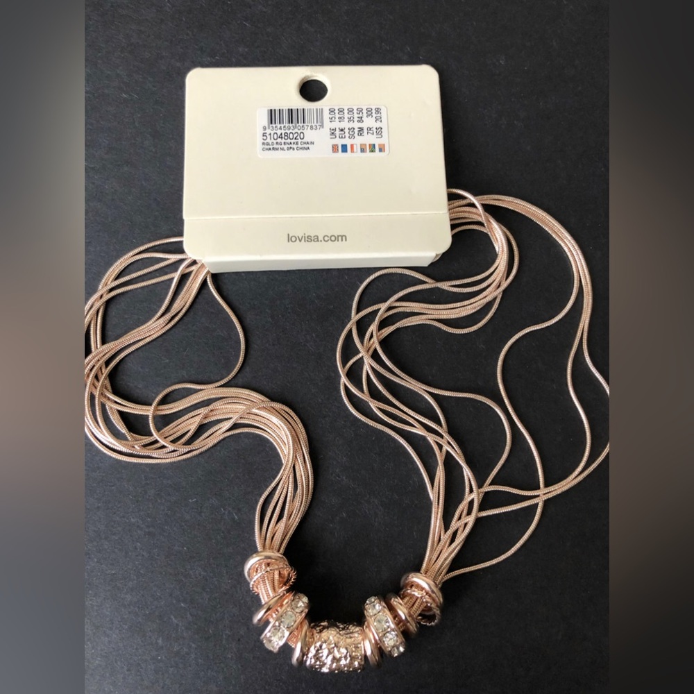 Lovisa rose-golden rhinestone charms necklace jewelry